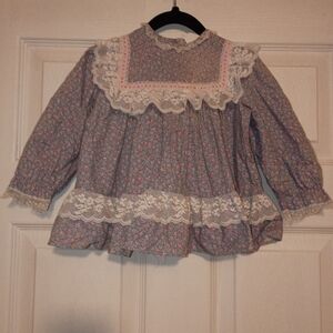 Vintage Bryan Smocked Blue And Pink Baby Girl Dress Size 18 months